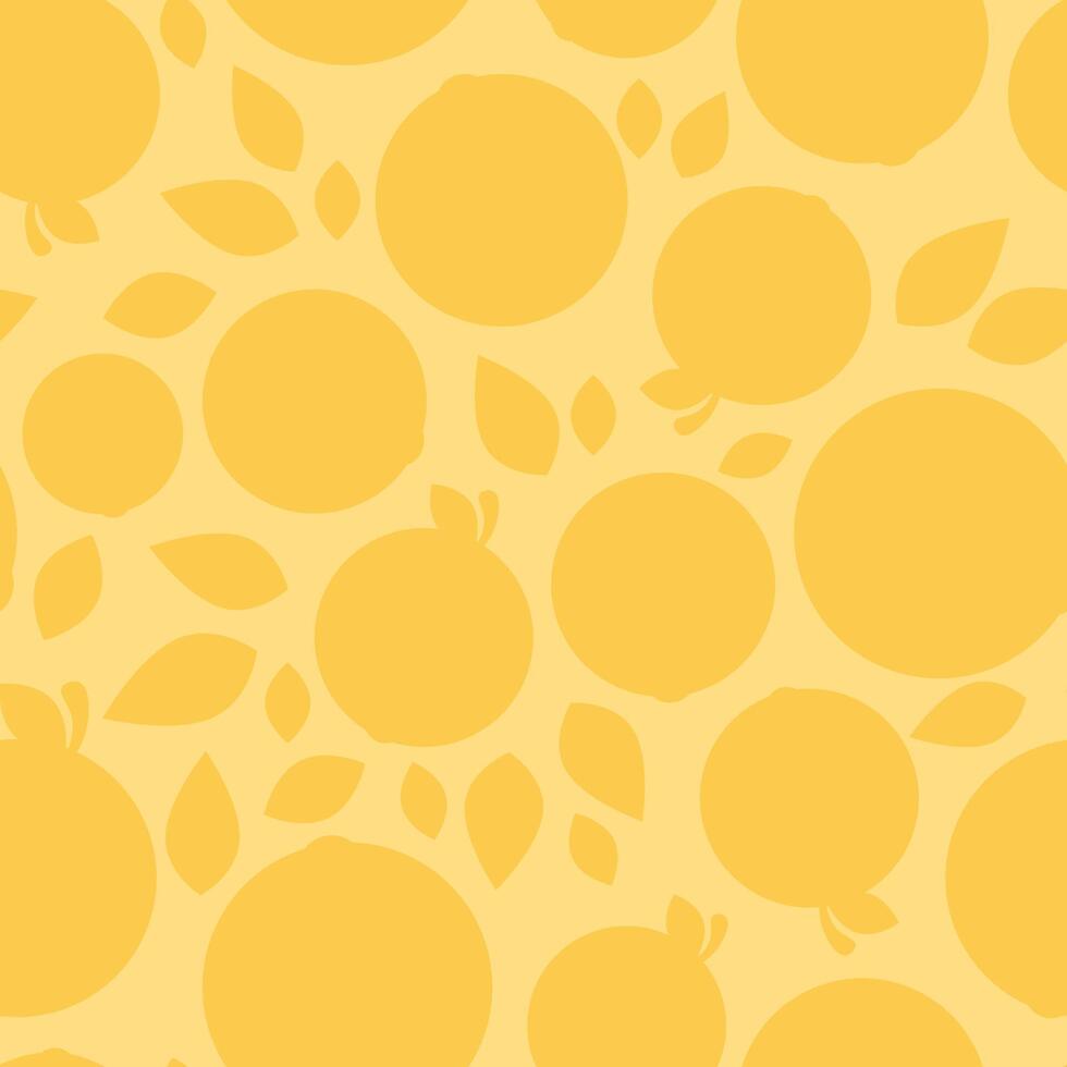 Seamless pattern of orange silhouettes of oranges on a yellow background vector