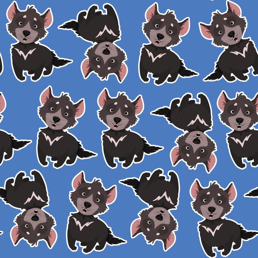 Seamless pattern of Tasmanian devils on blue background vector