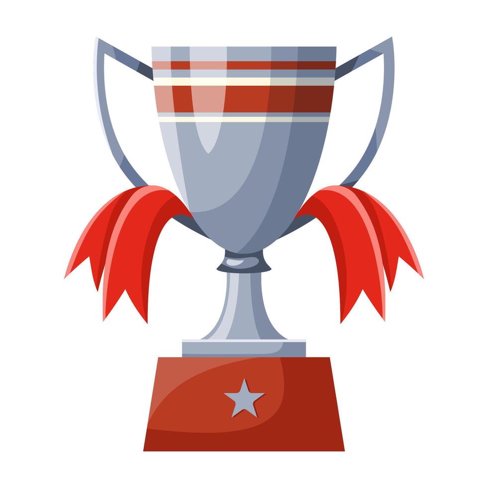 Silver cup with red ribbons vector