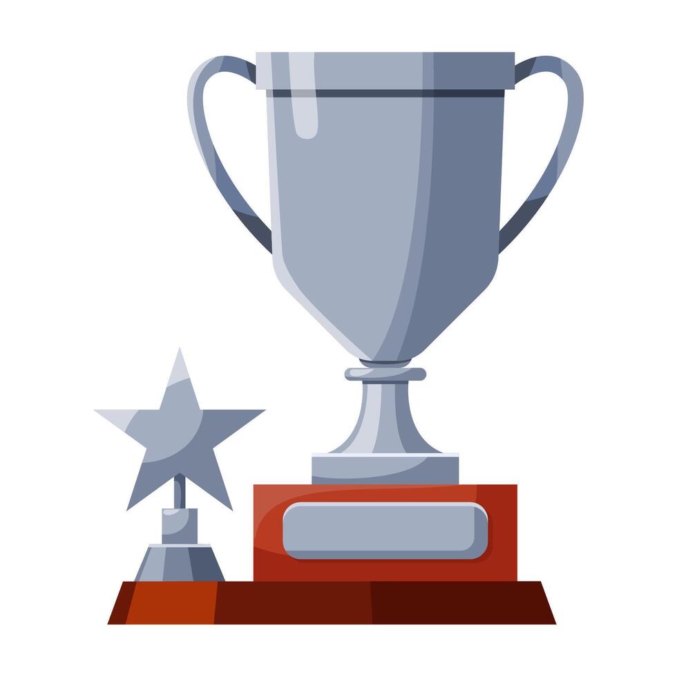 Silver cup with star vector