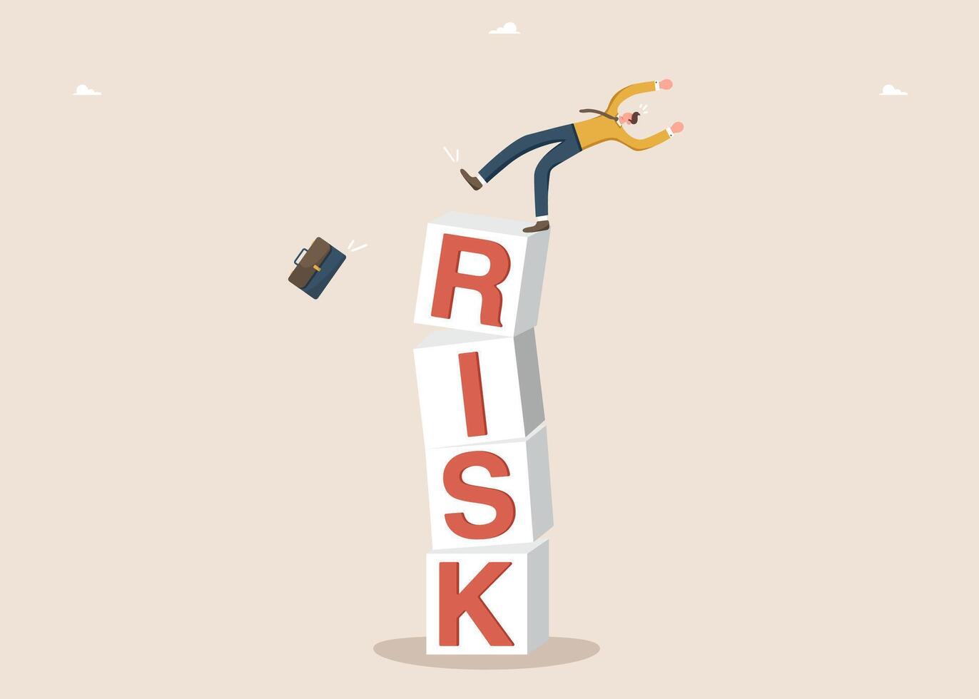 Man falls from risk cubes vector