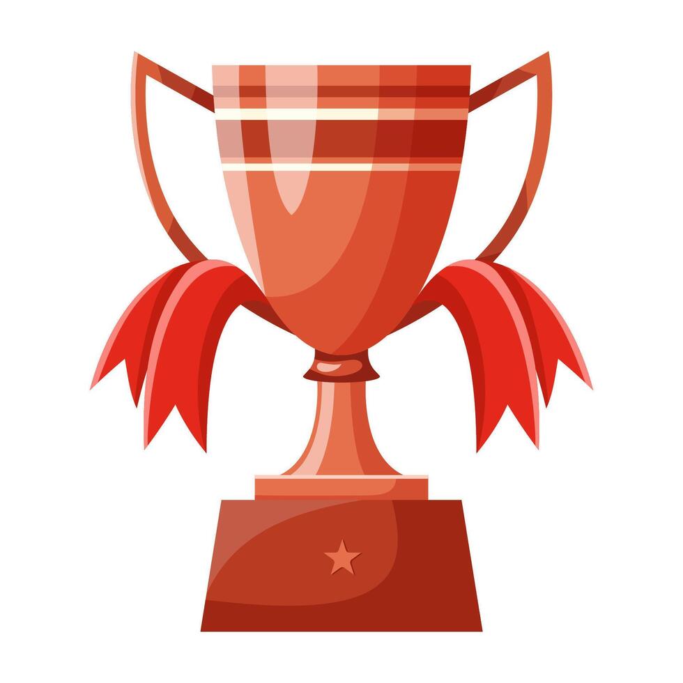 Bronze cup with red ribbons vector