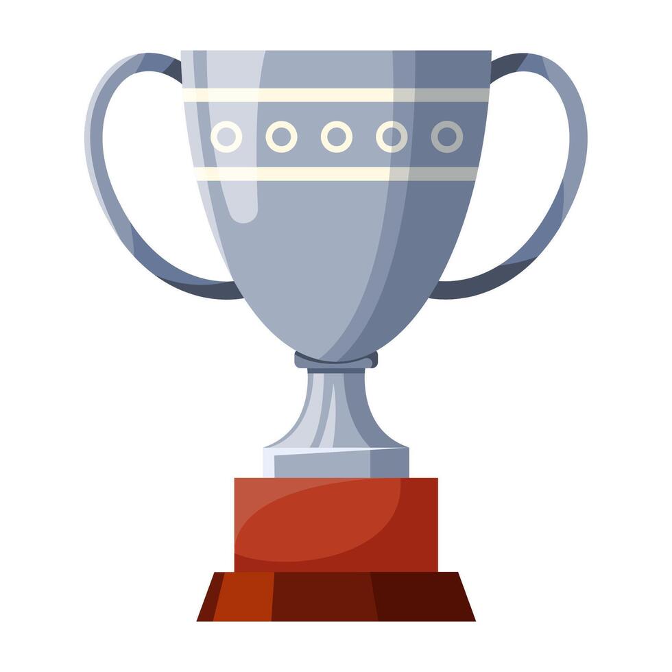 Silver cup with big handles vector