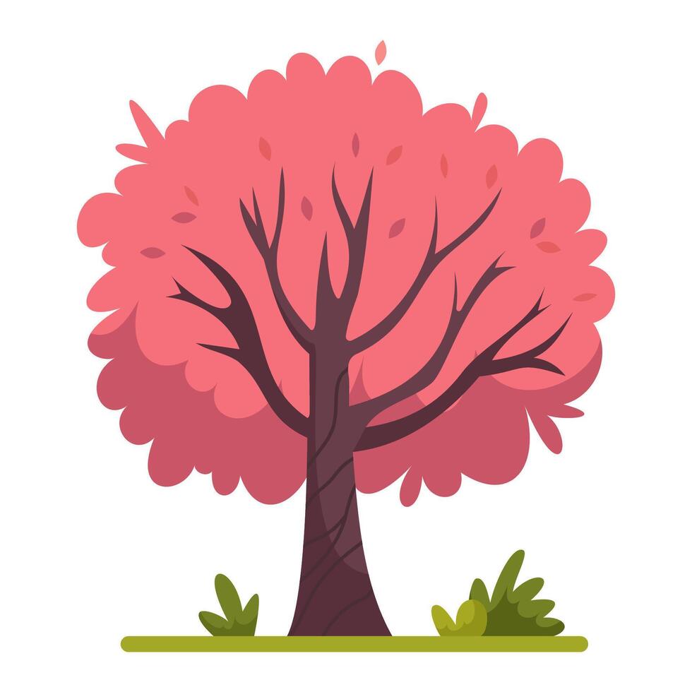 Magic pink tree cartoon illustration vector