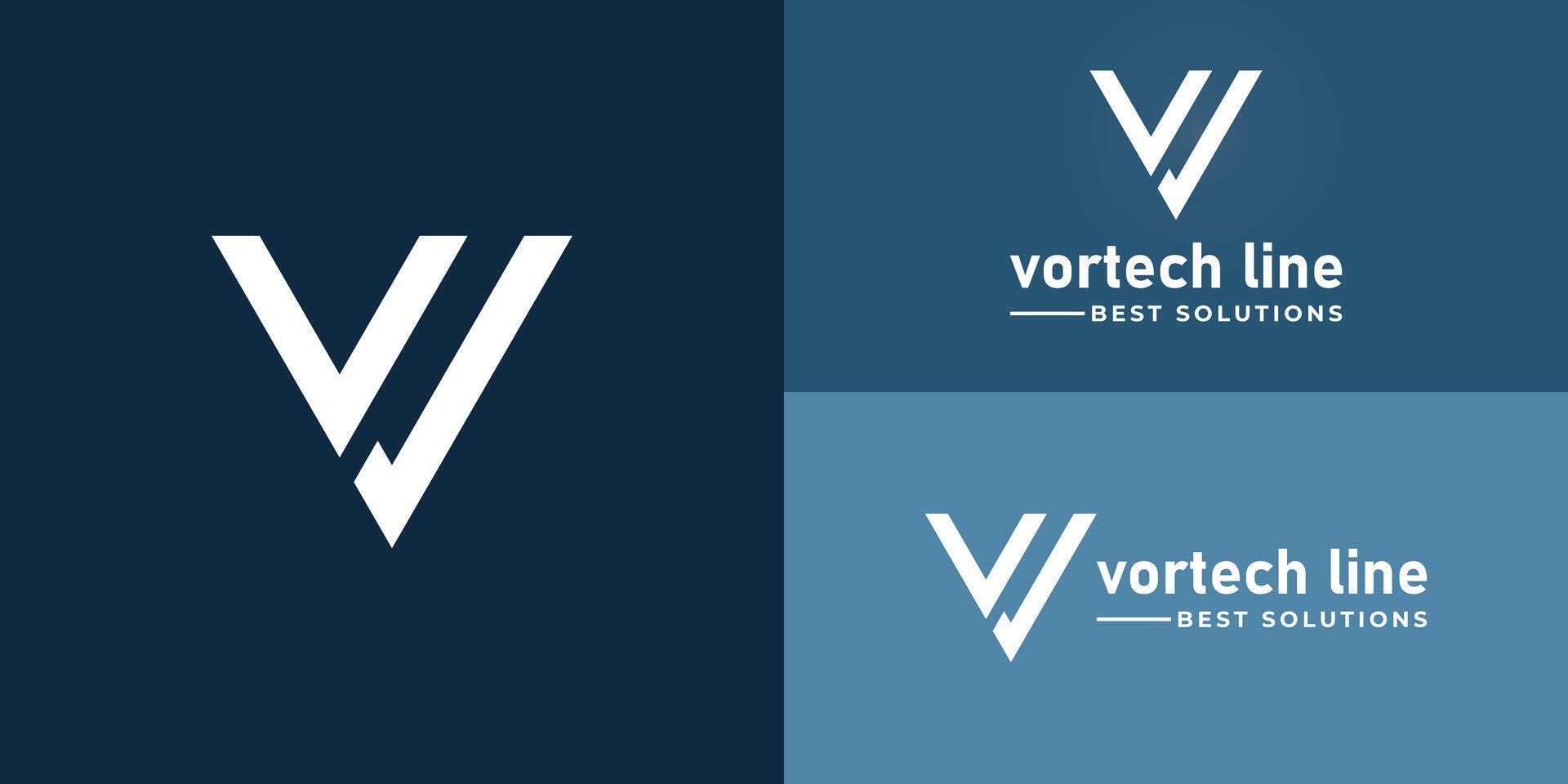 abstract initial letter V and L logo in white color isolated in blue