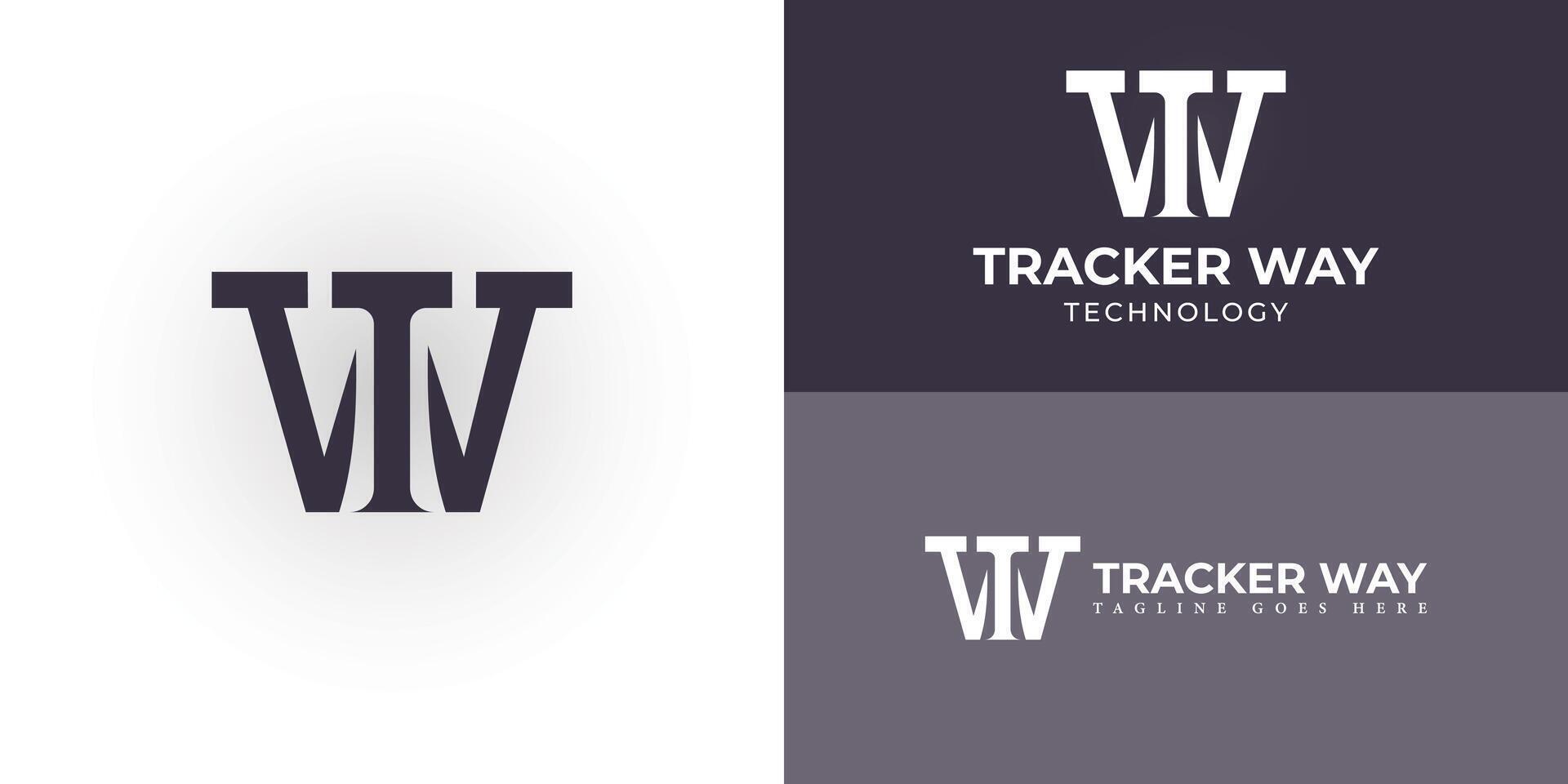 Abstract initial letter TW or WT logo in soft purple color presented with multiple background colors. The logo is suitable for transportation technology company logo design inspiration vector