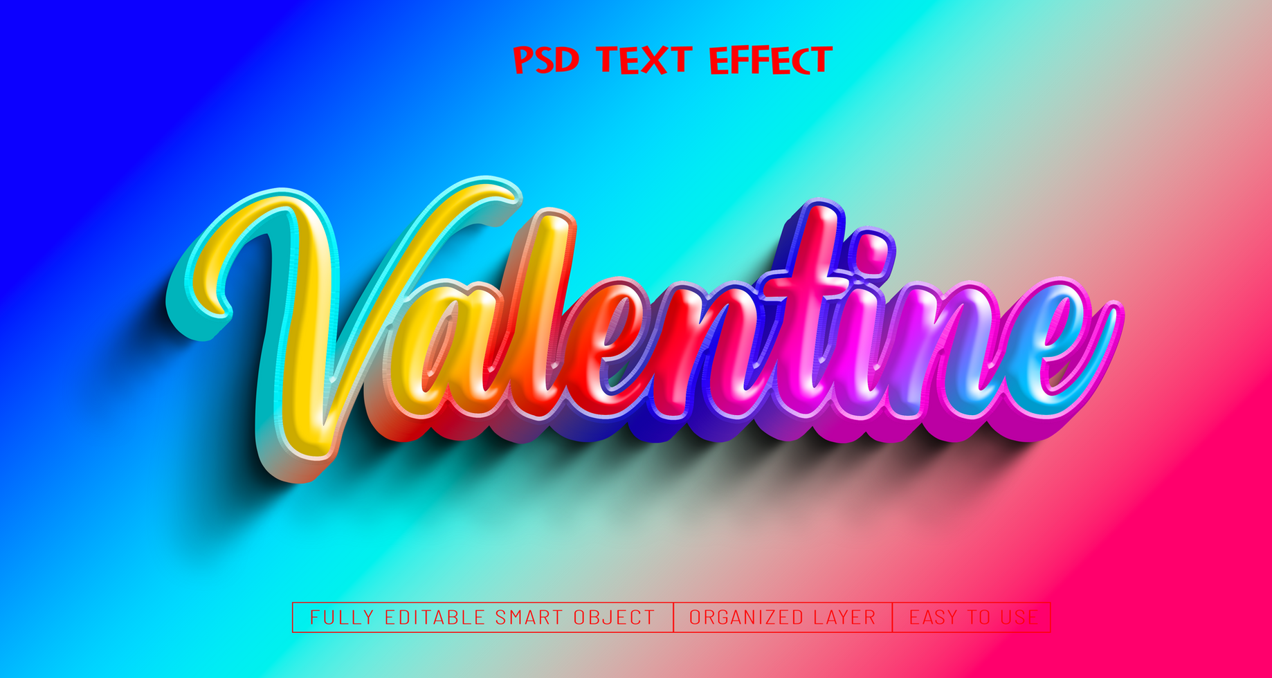 Valentine text effect design. psd