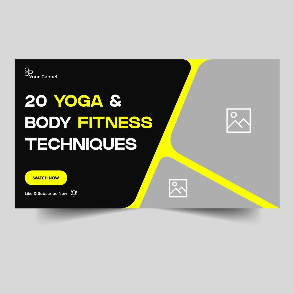 Video thumbnail banner design, fitness and yoga training tips cover banner design, fully editable vector eps 10 file format