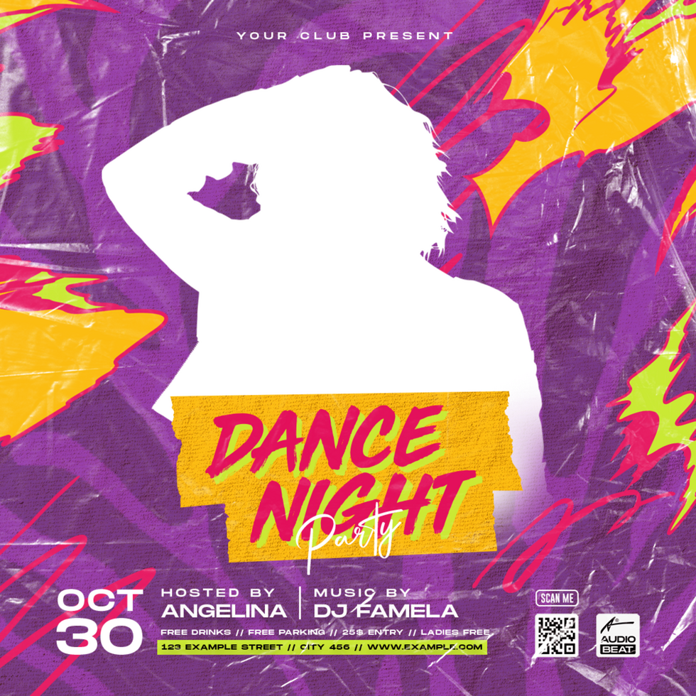 Dance night party flyer social media template psd