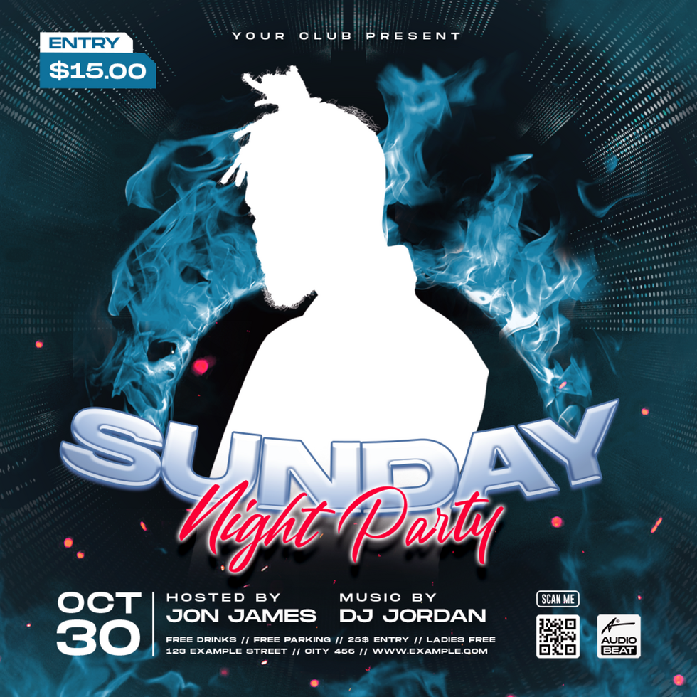 Sunday night party flyer social media template psd