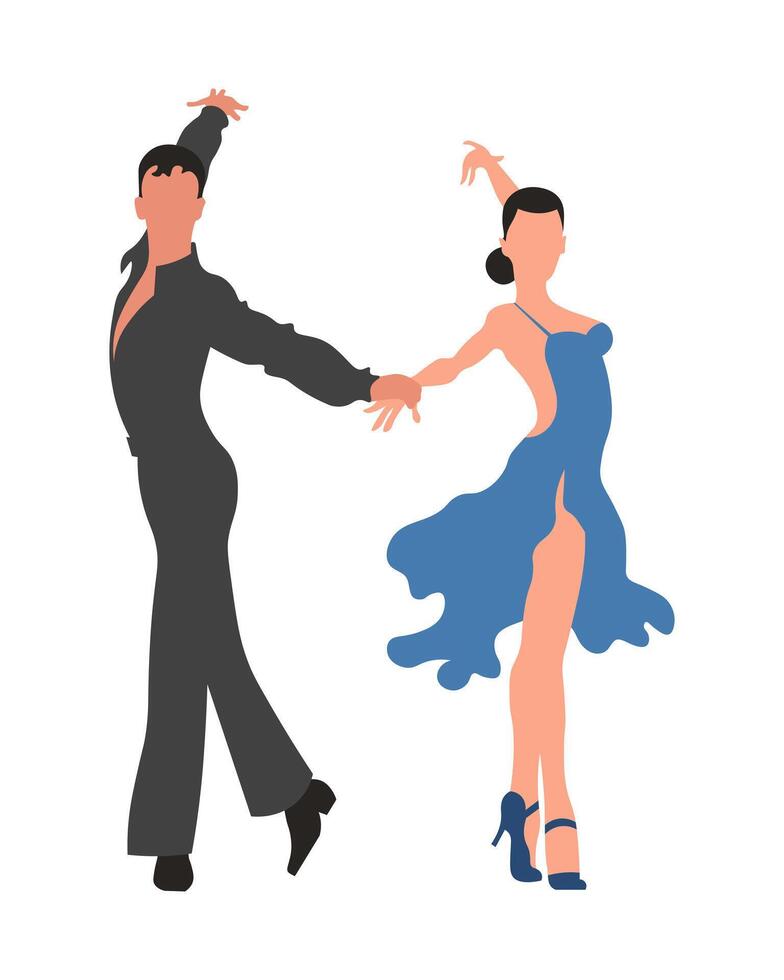 Dancing couple, man and woman dance tango. Illustration, vector