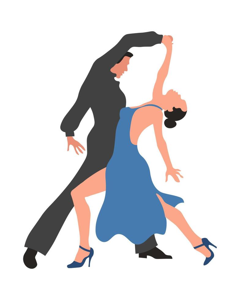 Dancing couple, man and woman dance tango. Illustration, vector