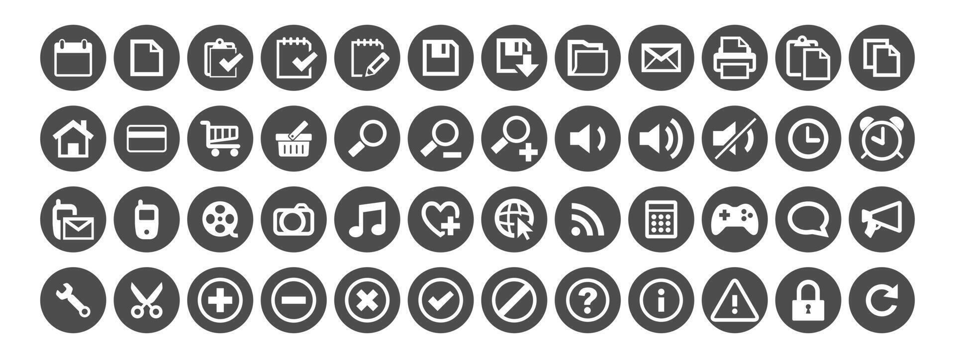 Big set of web business icons. Flat round icons. Internet resource, design elements for any business. Vector