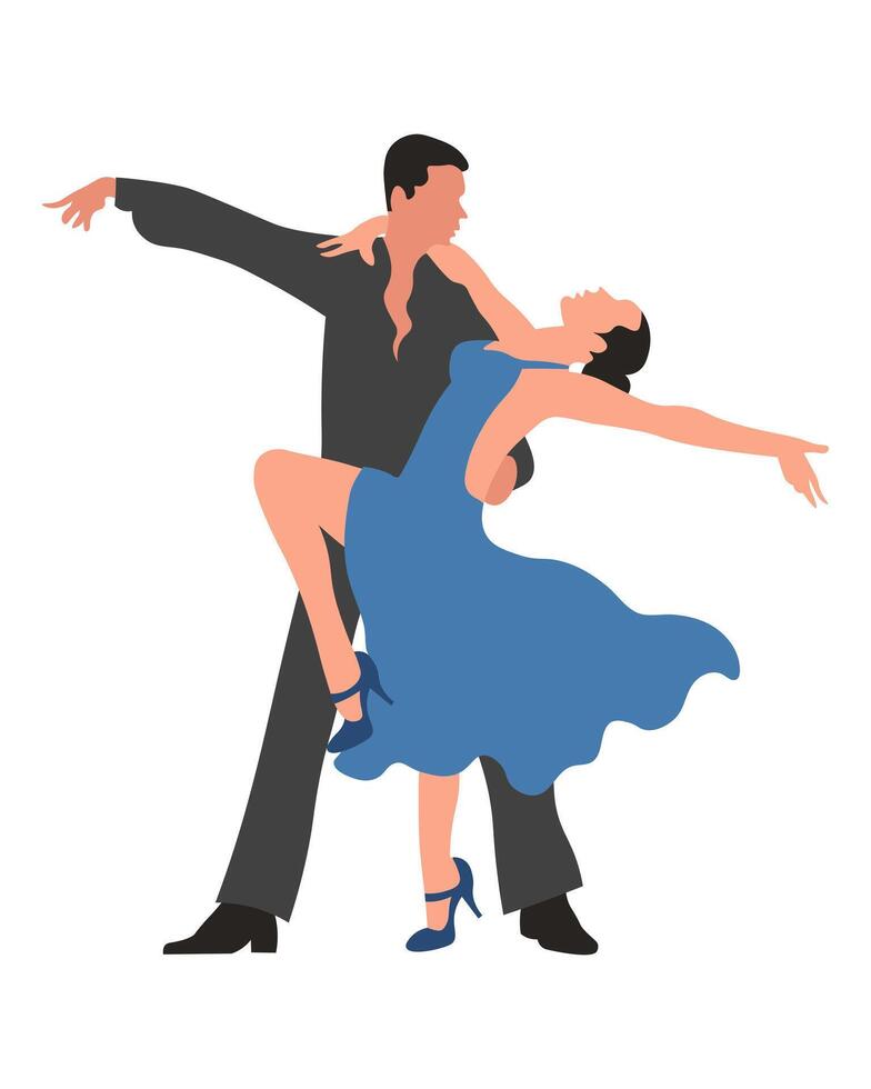 Dancing couple, man and woman dance tango. Illustration, vector