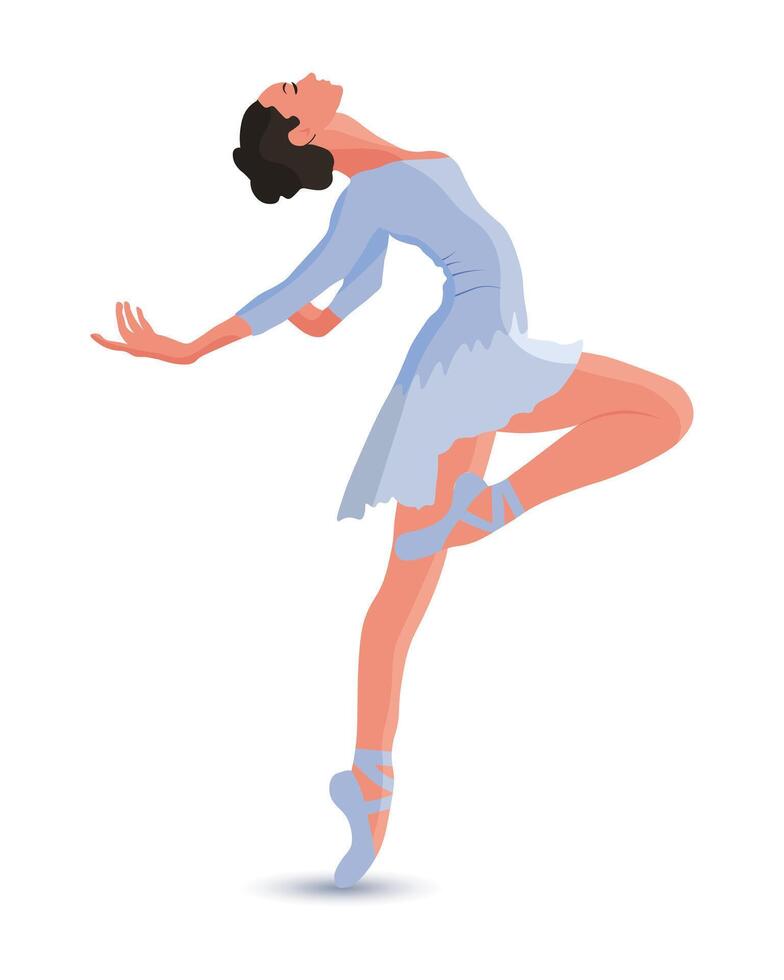 Elegant ballerina, woman dancer in a flying pose. Illustration, vector