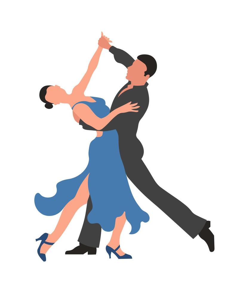 Dancing couple, man and woman dance tango. Illustration, vector