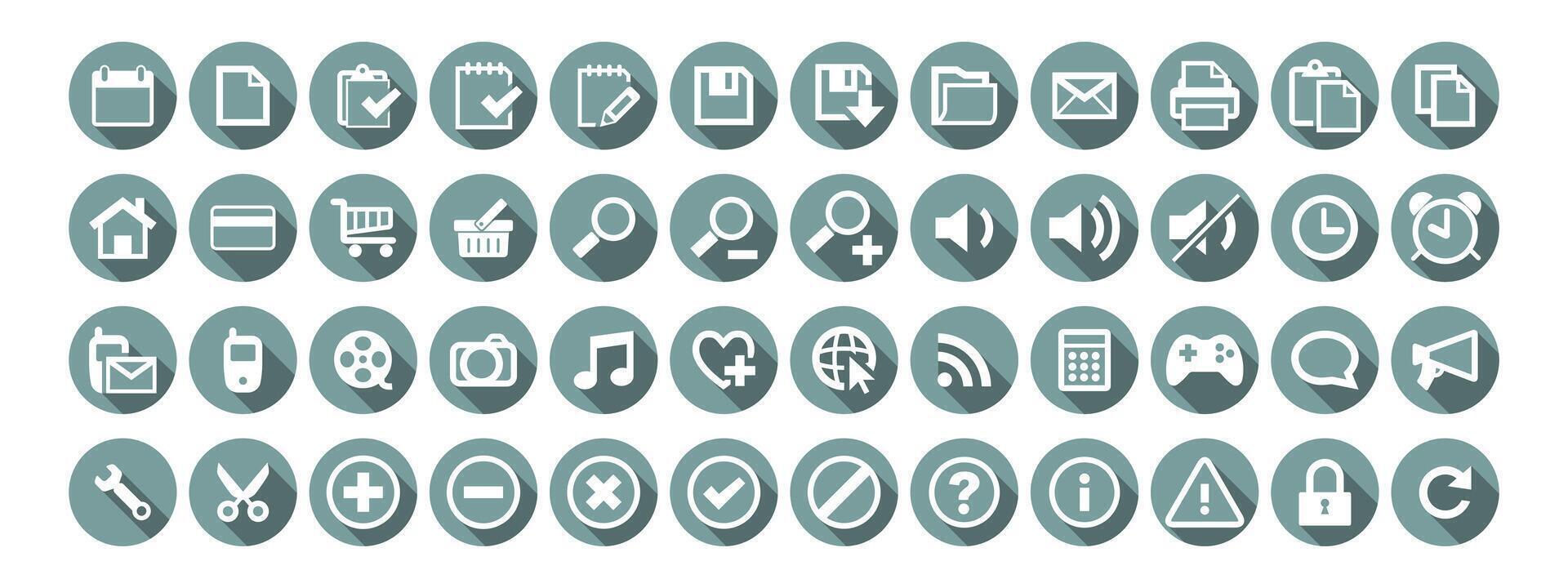 Big set of web business icons. Flat round icons. Internet resource, design elements for any business. Vector