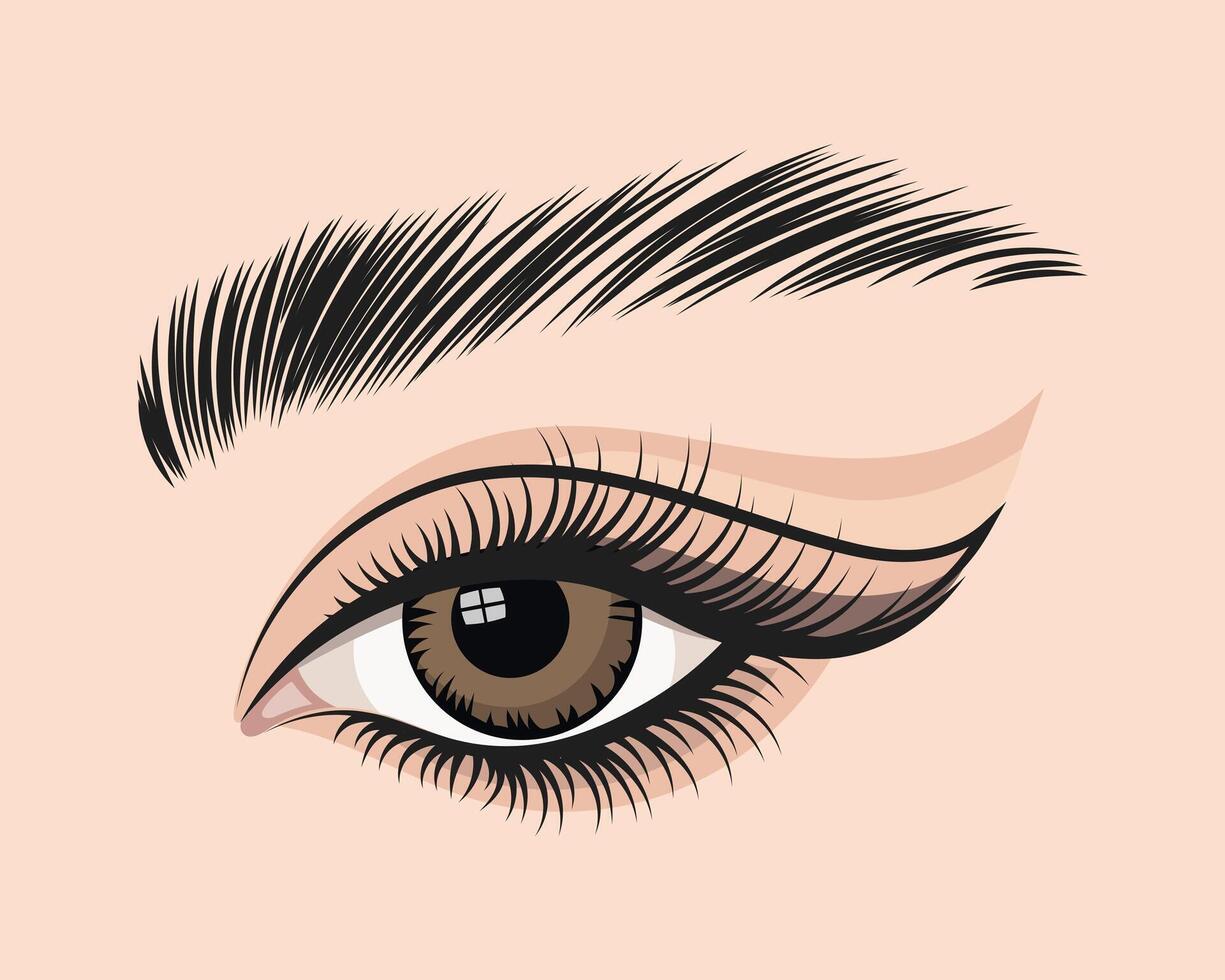 Female eye, face, art aesthetics poster. Beauty and fashion concept. Illustration, vector