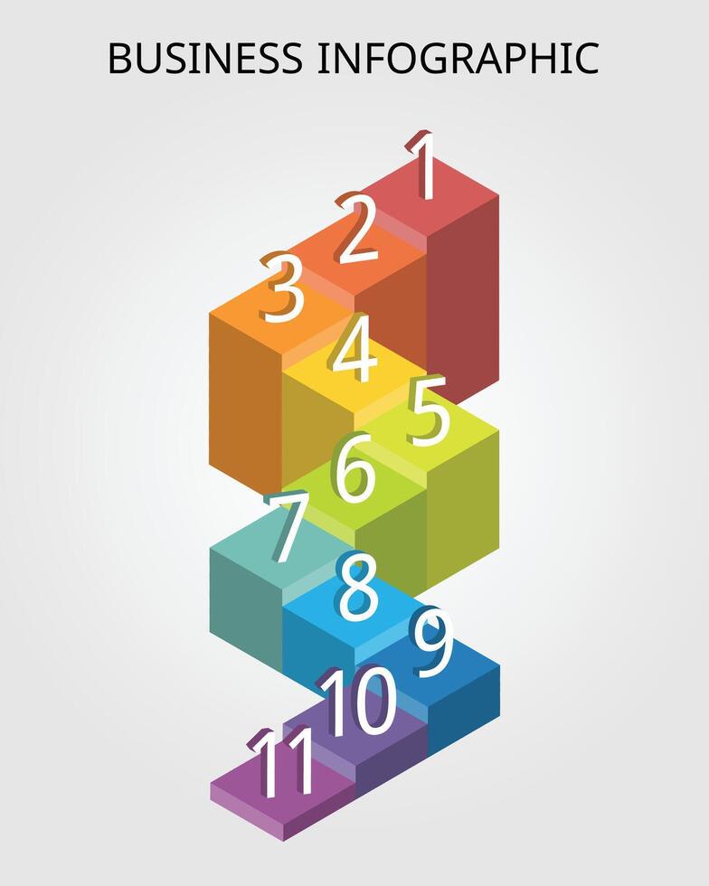 square timeline graph chart template for infographic for presentation for 11 element vector
