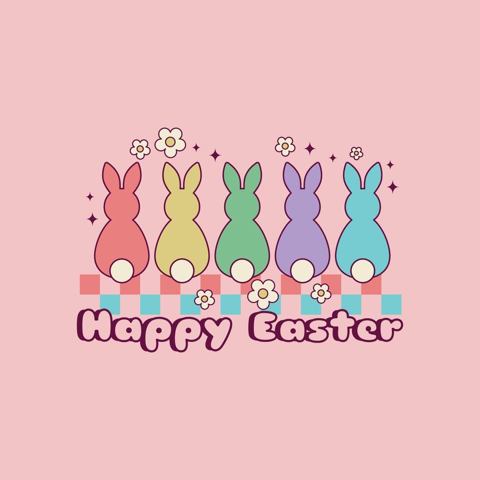 cute retro illustration of chocolate bunnies vector