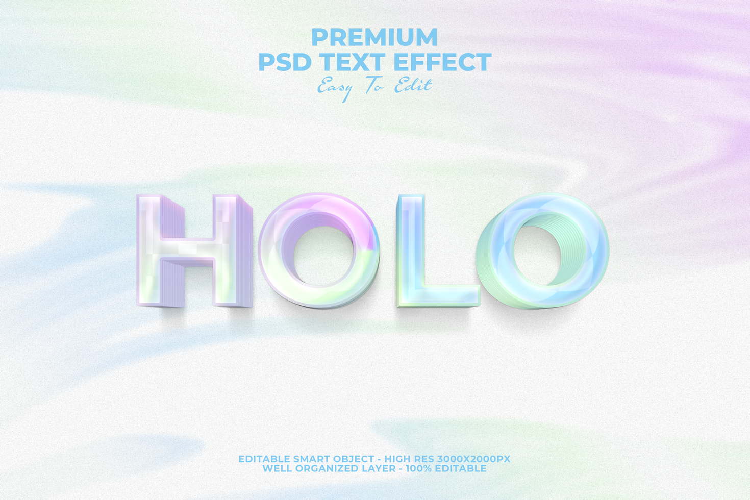 3d Holographic text effect psd
