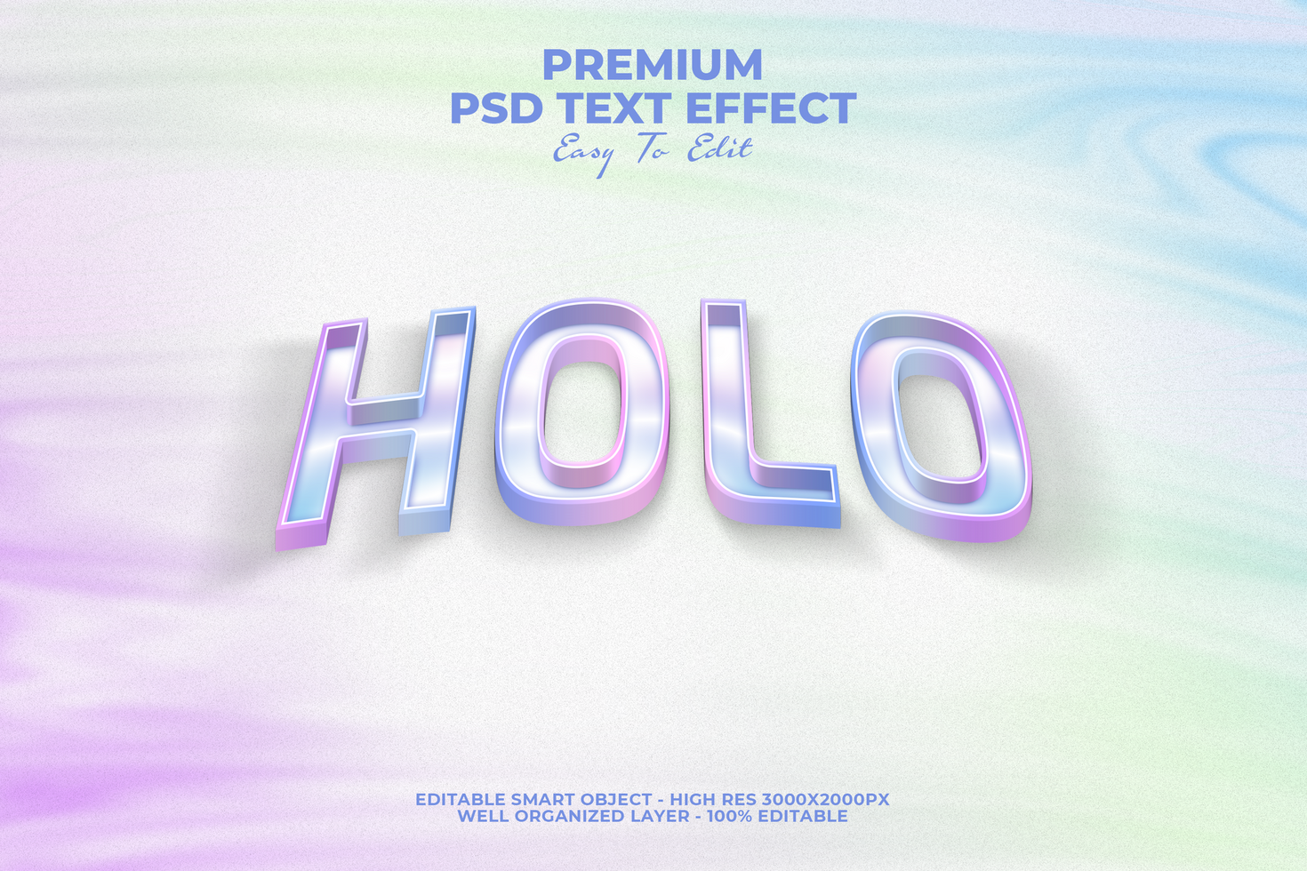 3d Holographic text effect psd