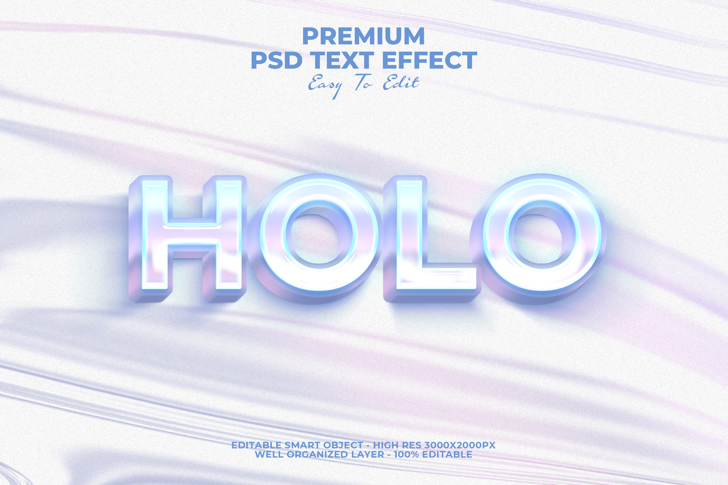 3d Holographic text effect psd