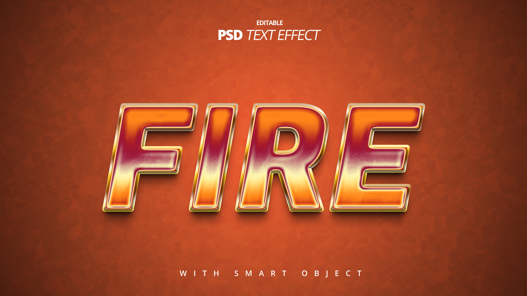 Fire brown gradient text effect design psd