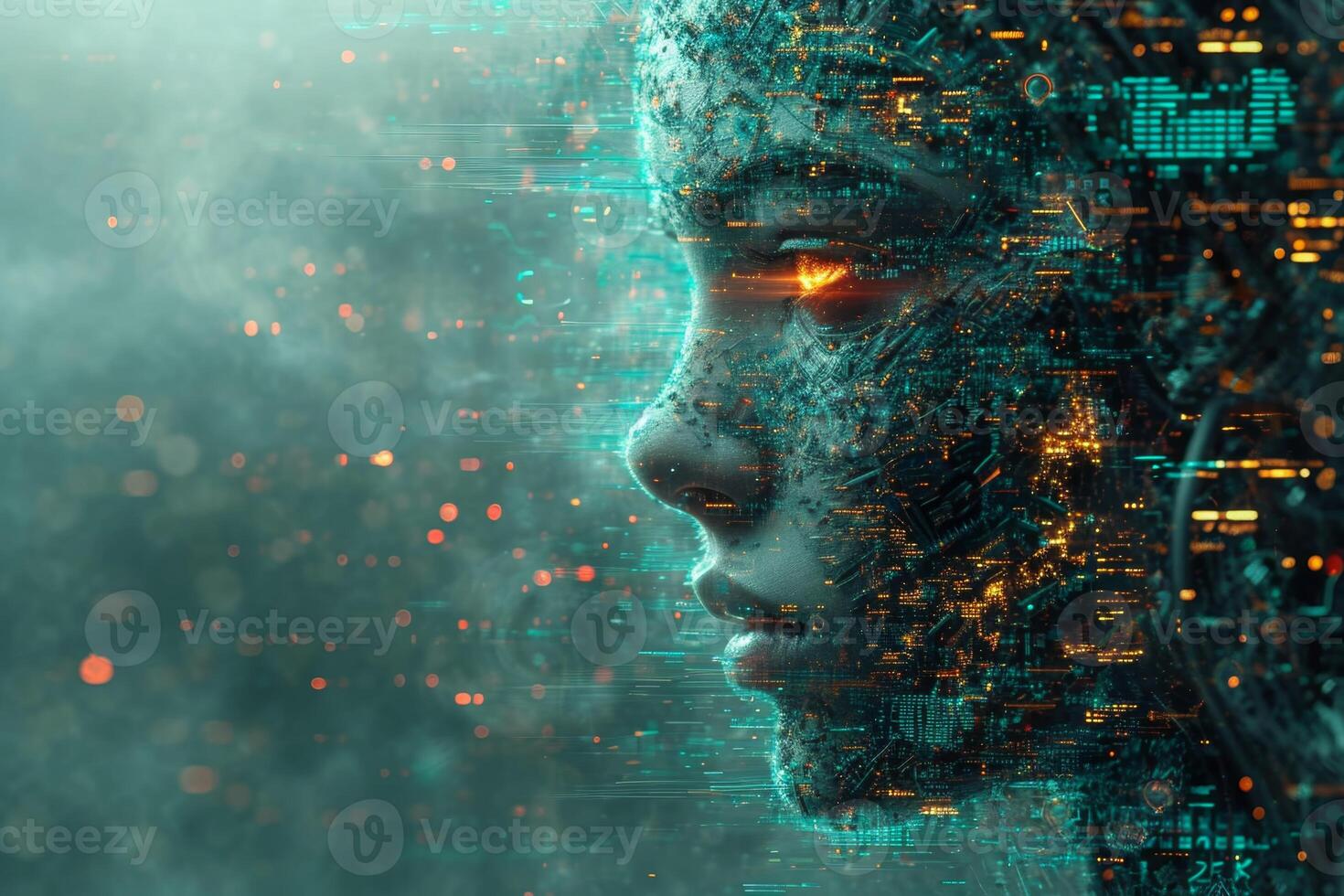 AI generated An abstract silhouette of a digital person. The concept of artificial intelligence photo