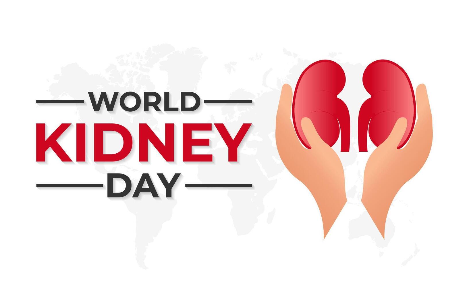 World Kidney Day. Human Kidney health concept. kidney shaped with two hand. Greeting card, poster, flyer and Banner, background design. vector