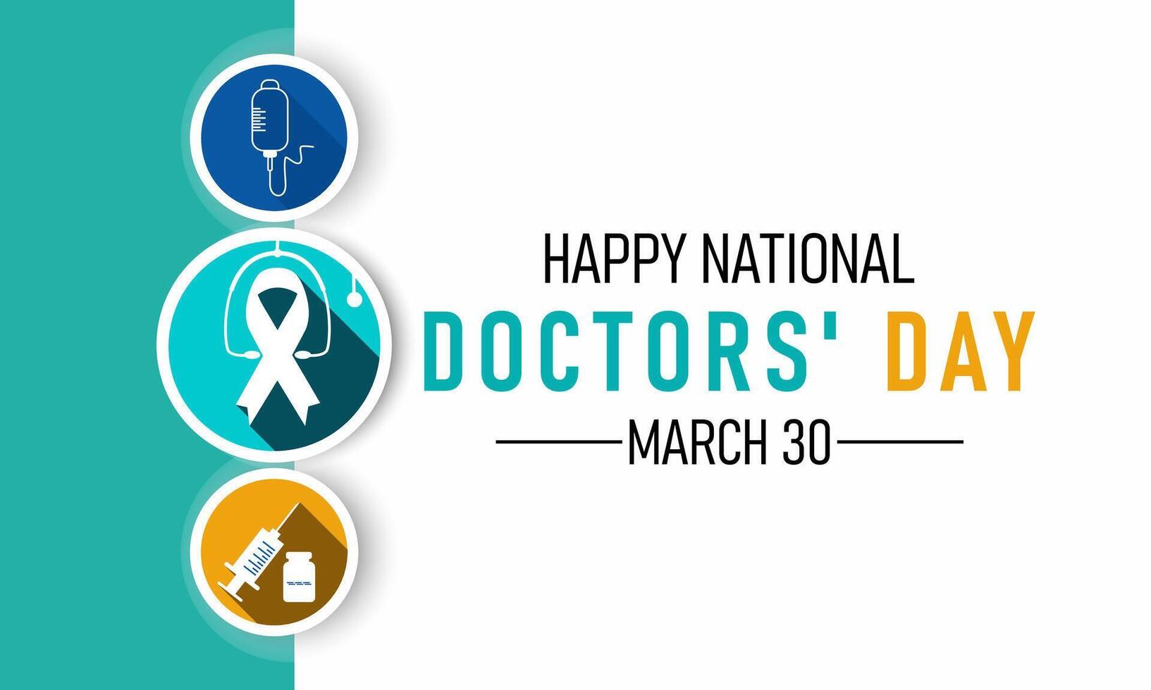 International doctors day. Greeting card, poster, flyer and Banner, background design with stethoscope. vector