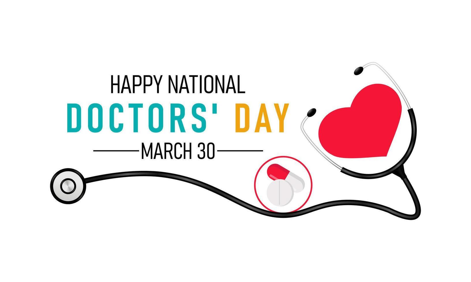 International doctors day. Greeting card, poster, flyer and Banner, background design with stethoscope. vector
