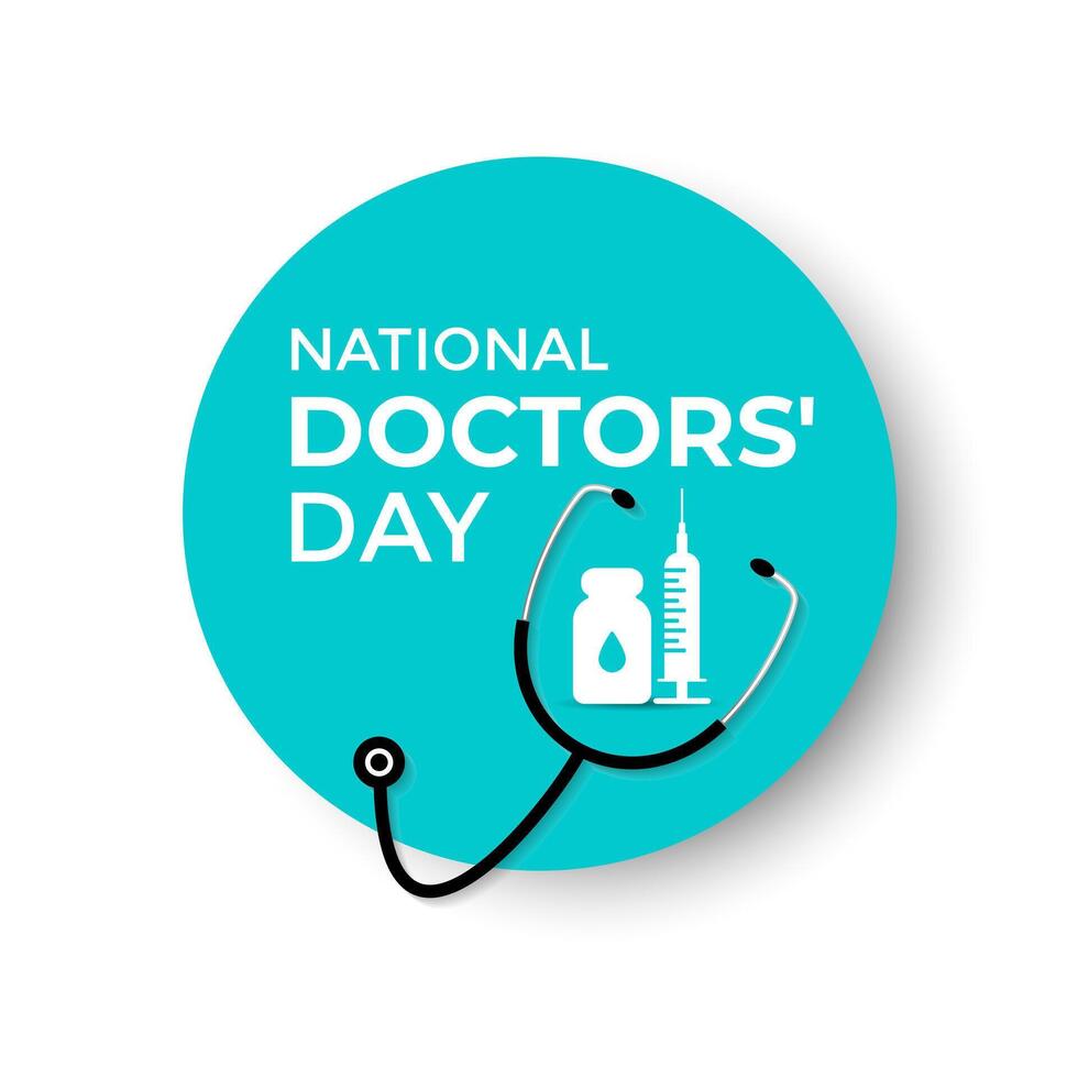 International doctors day. Greeting card, poster, flyer and Banner, background design with stethoscope. vector