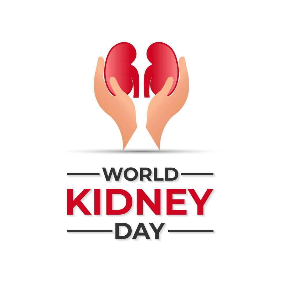World Kidney Day. Human Kidney health concept. kidney shaped with two hand. Greeting card, poster, flyer and Banner, background design. vector