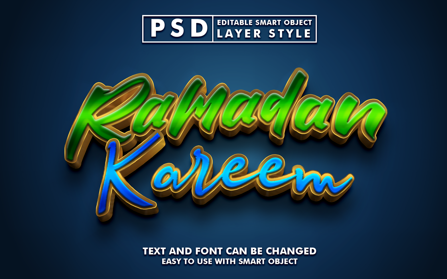 Ramadã kareem editável texto efeito psd