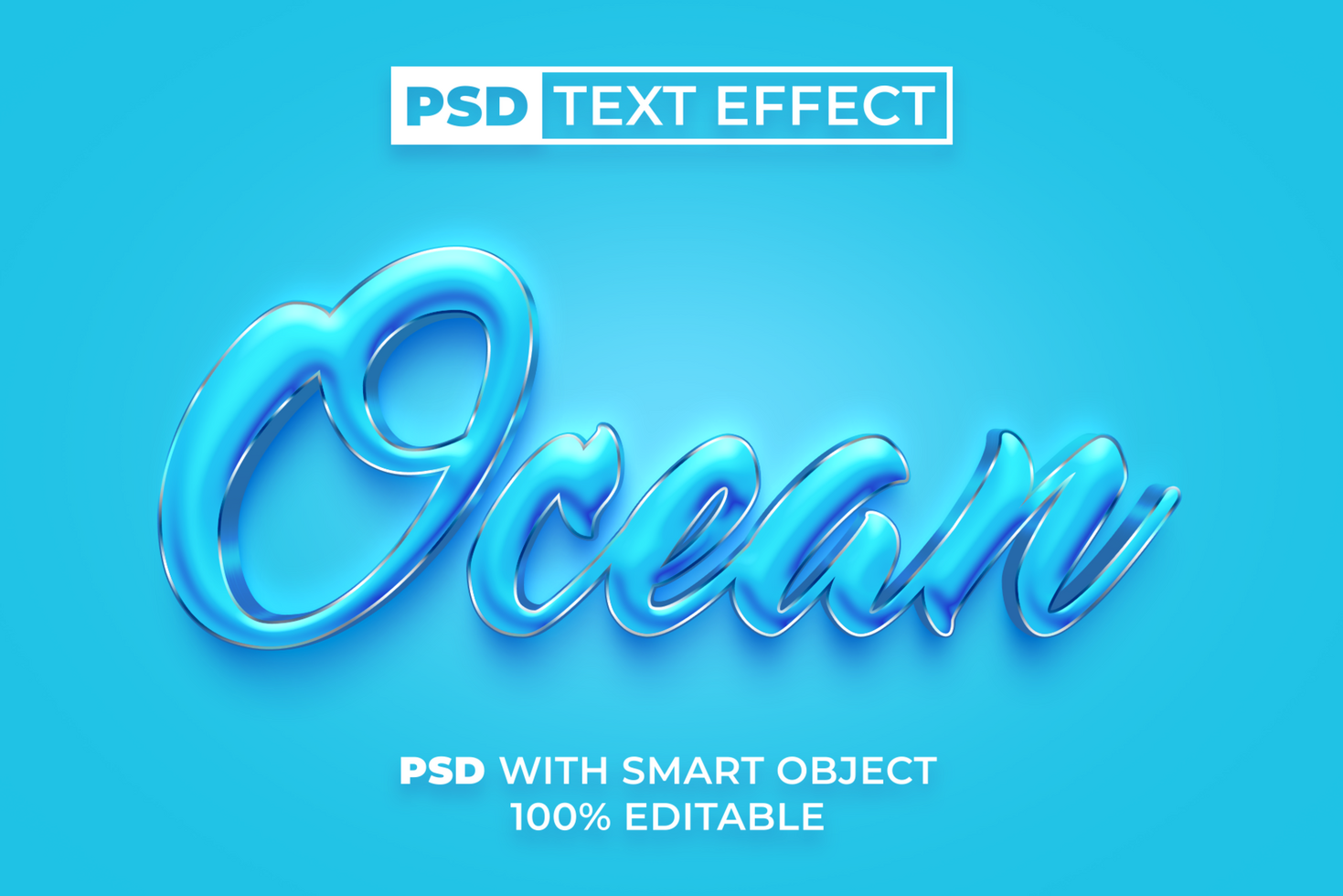 Ocean 3D Text Effect Shiny Style. psd