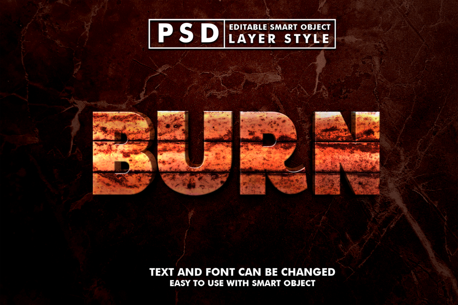 Burn Editable Text Effect psd