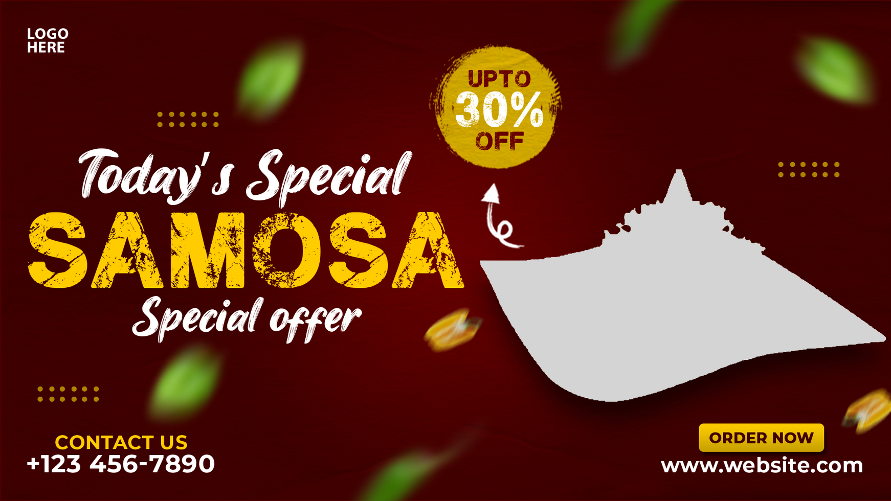 Samosa and food menu web banner design psd