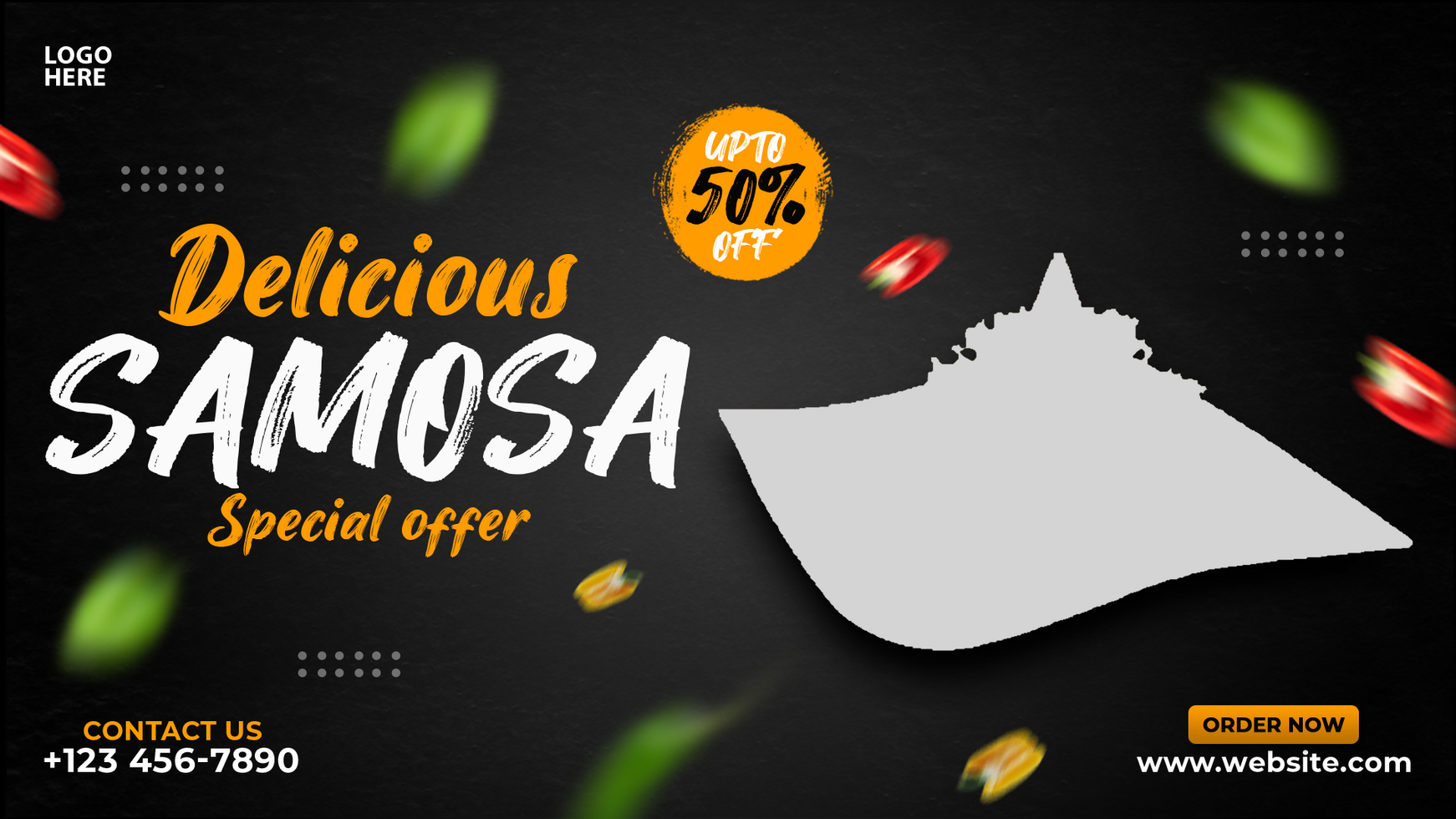 Samosa and food menu web banner design psd