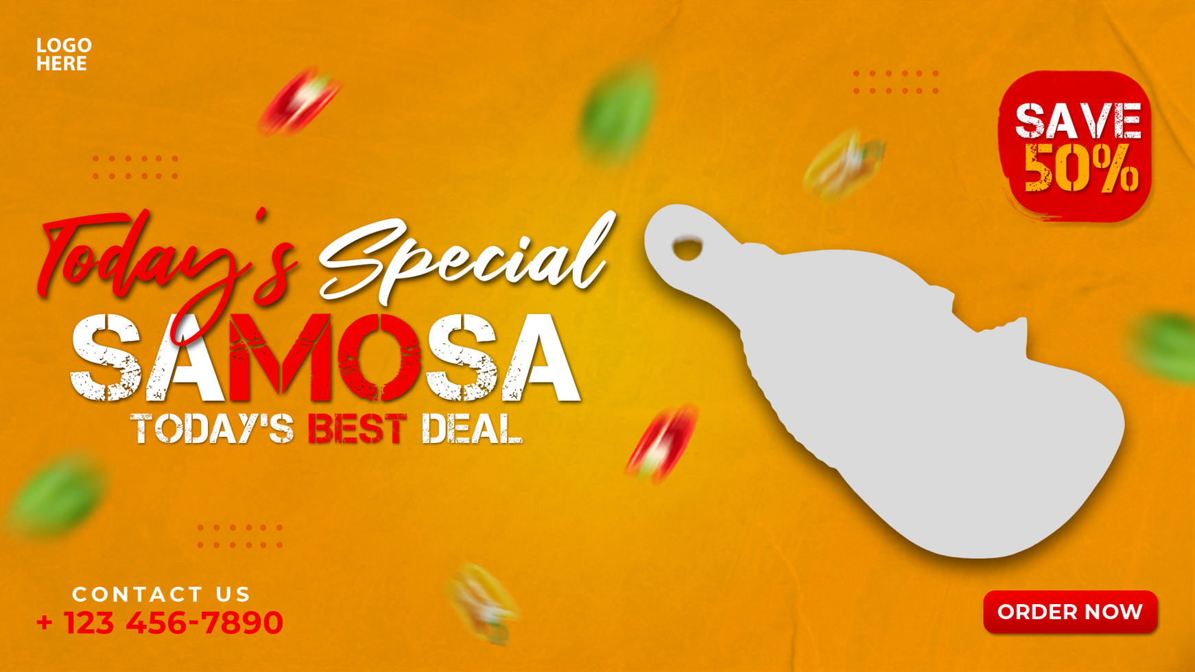 Samosa and food menu web banner design psd