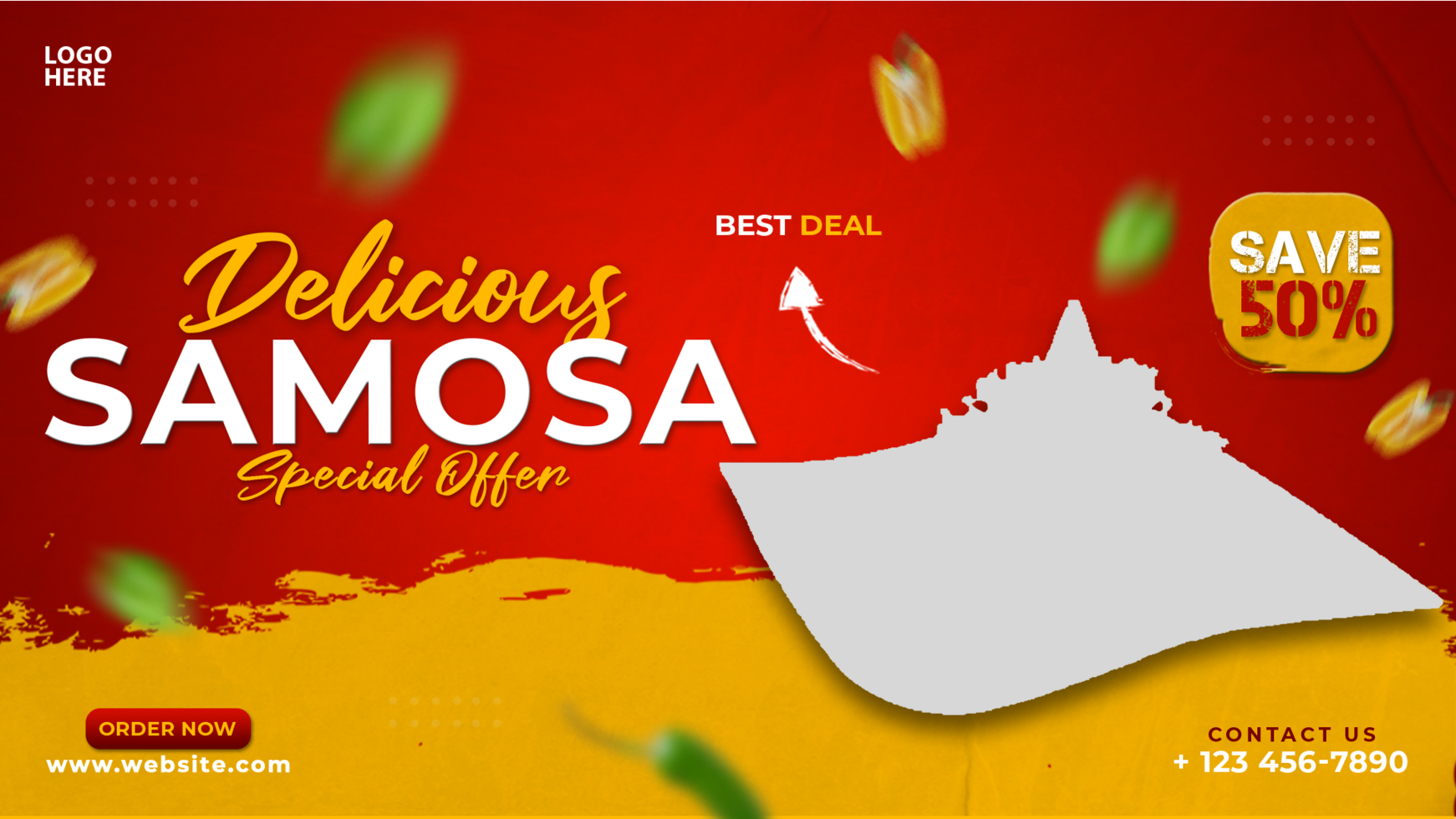 Samosa and food menu web banner design psd
