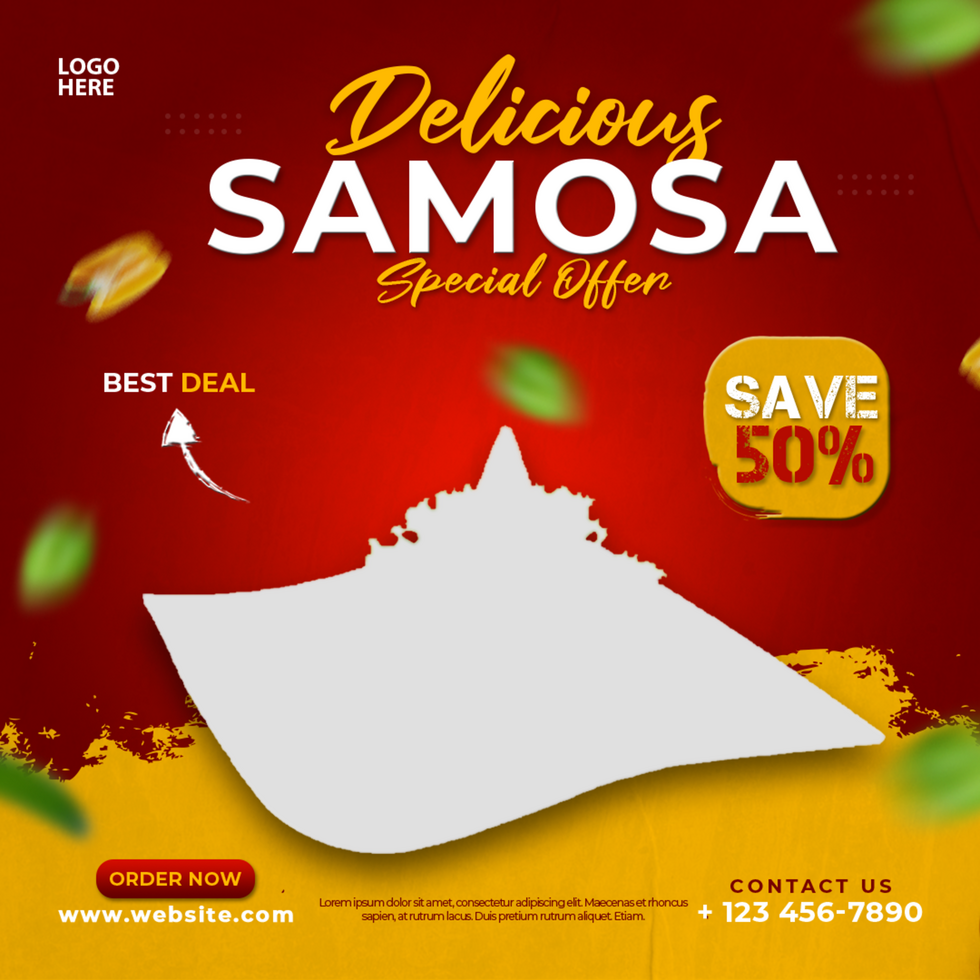 Delicious samosa and food menu social media post and banner psd
