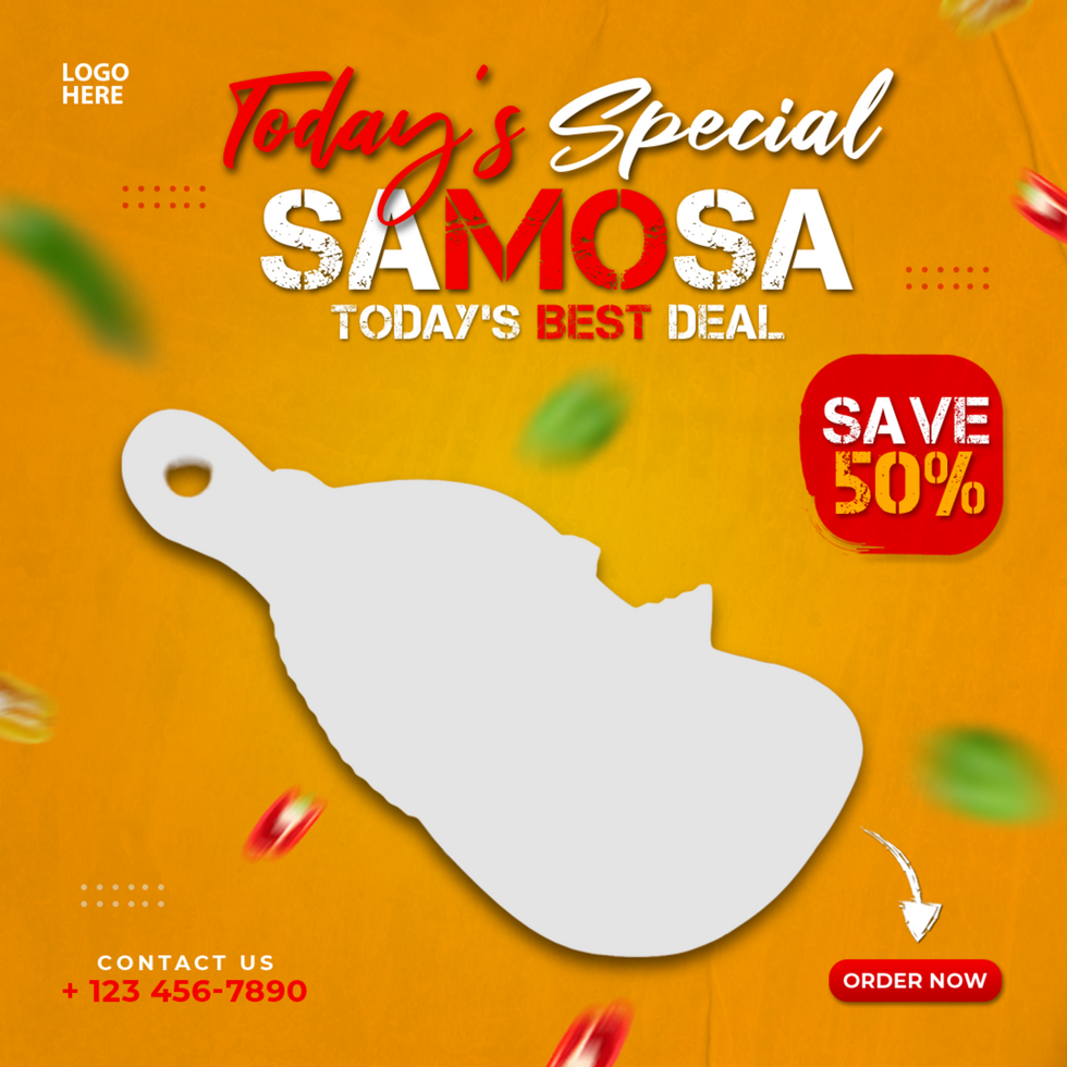 Delicious samosa and food menu social media post and banner psd