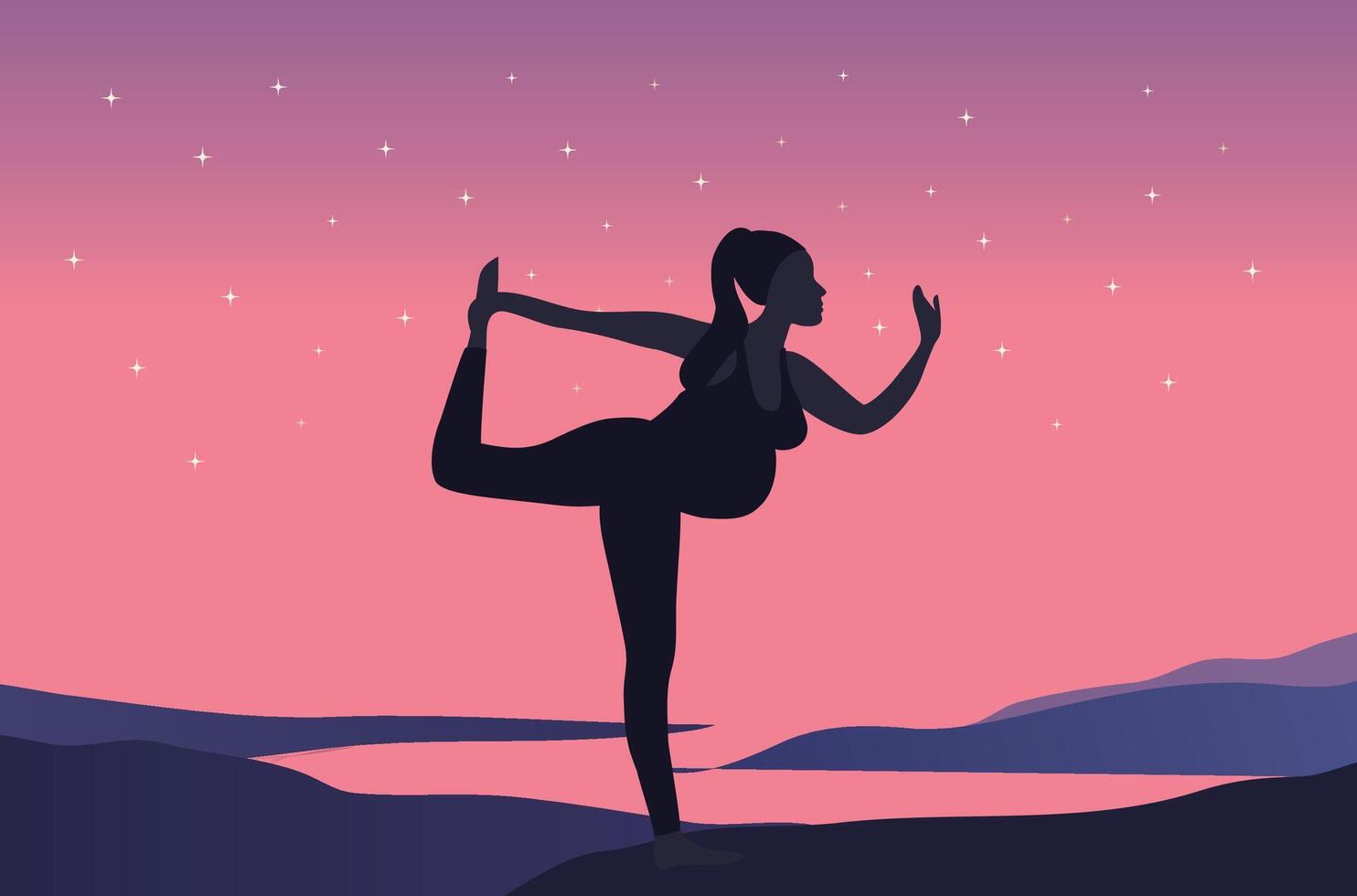 Pregnant woman do yoga for exercise vector illustration.