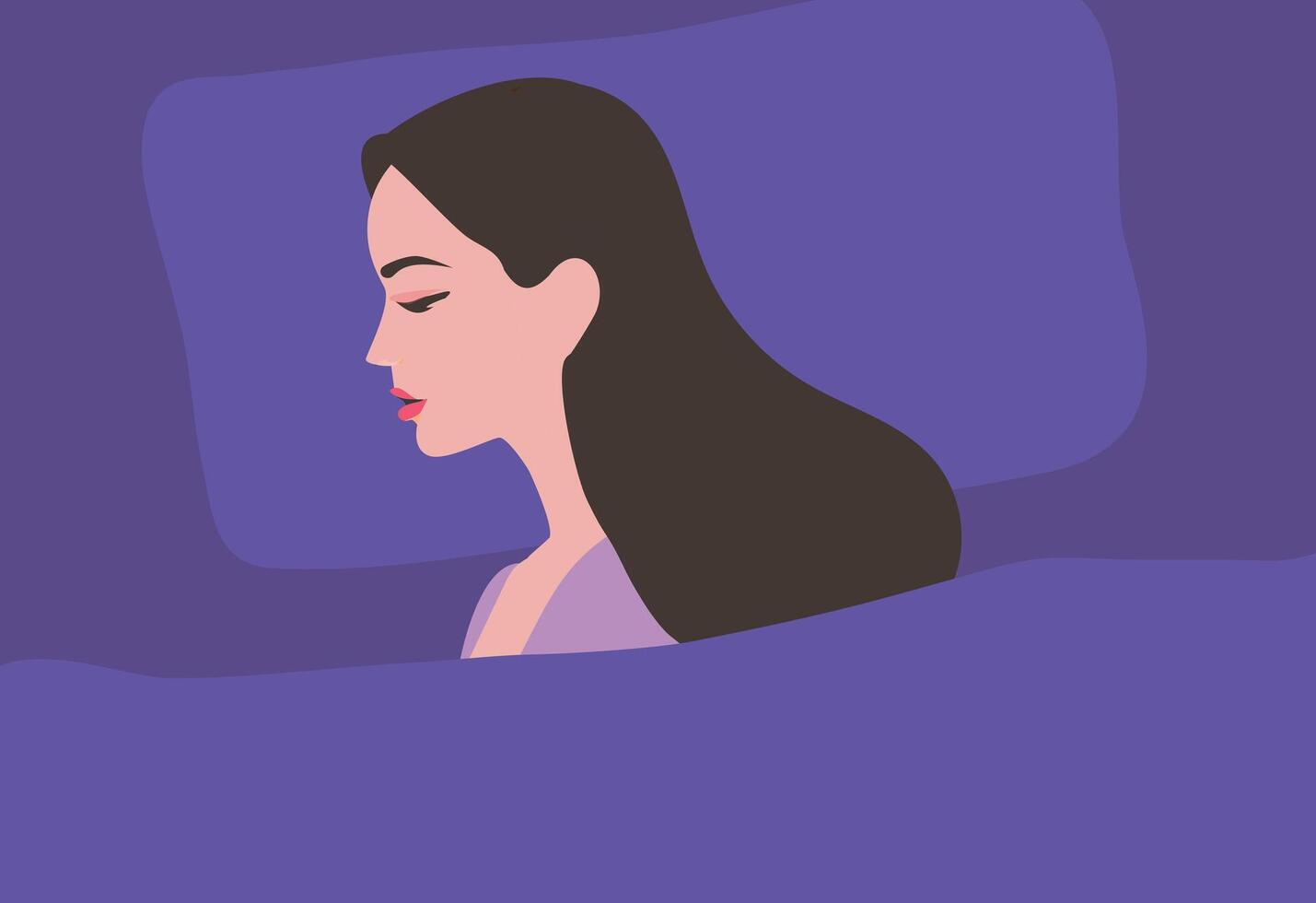 contento mujer dormido bien en cama en png antecedentes vector