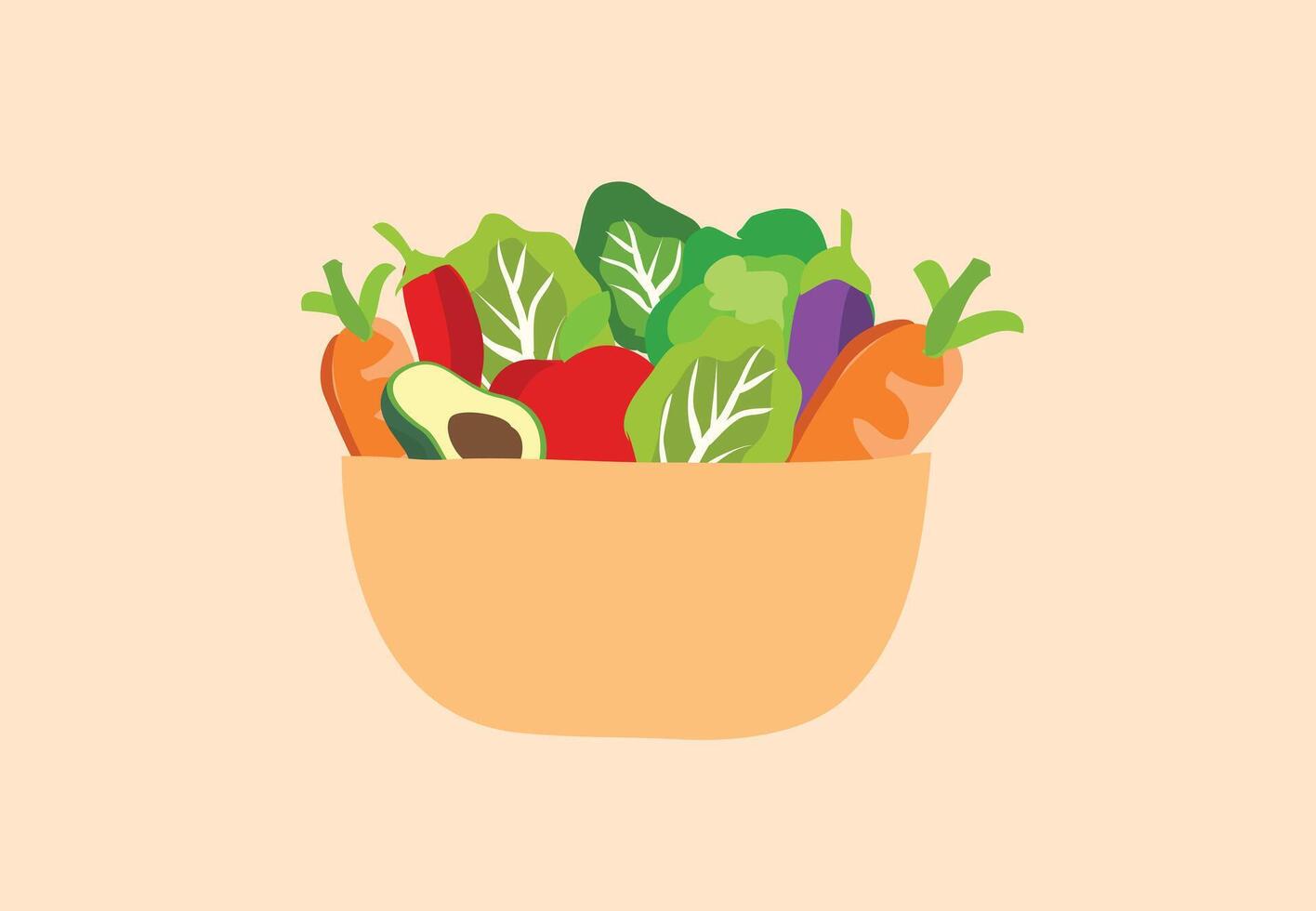 Healthy food bowl vector illustration. Healthy lifestyle, world food day and vegan food concept