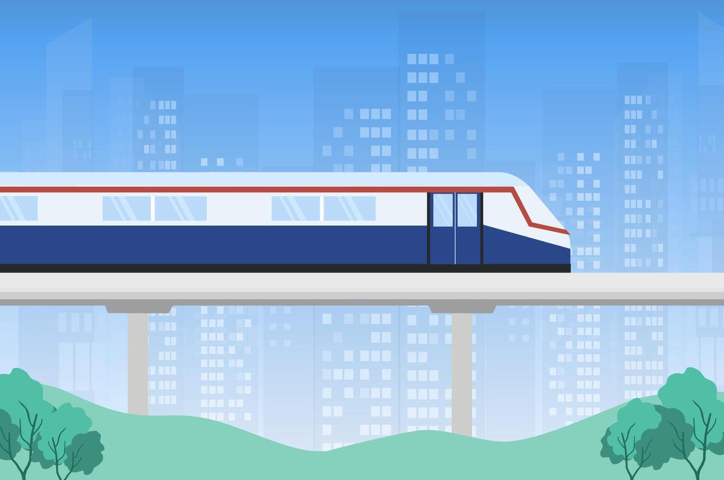 BTS Sky train vector Illustration. Transportation concept