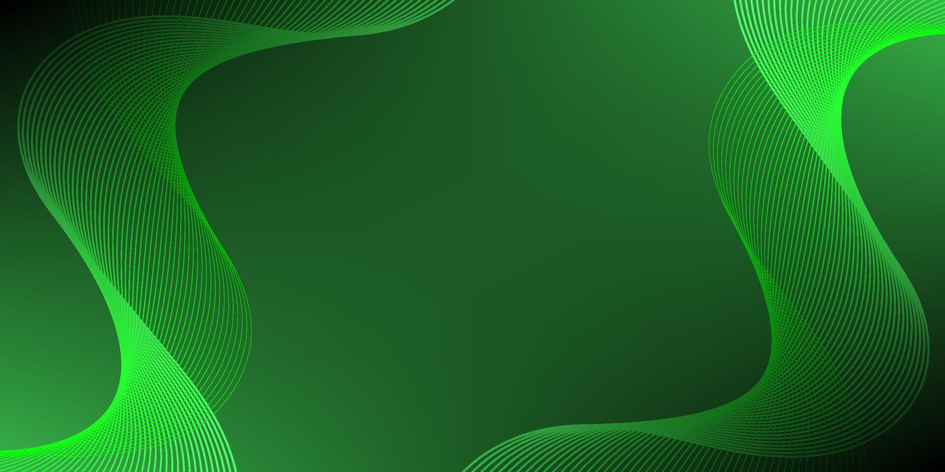 Green wave lines Background with copy space. vector