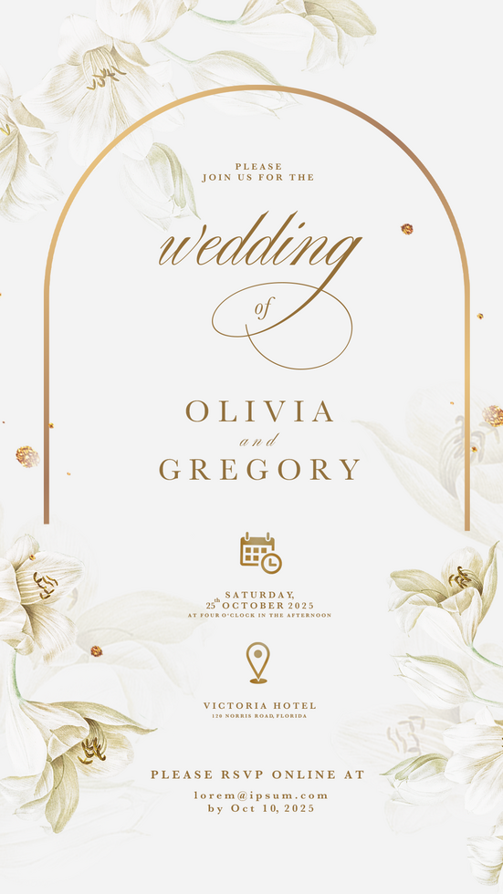 Digital Wedding Invitation with White Flower psd