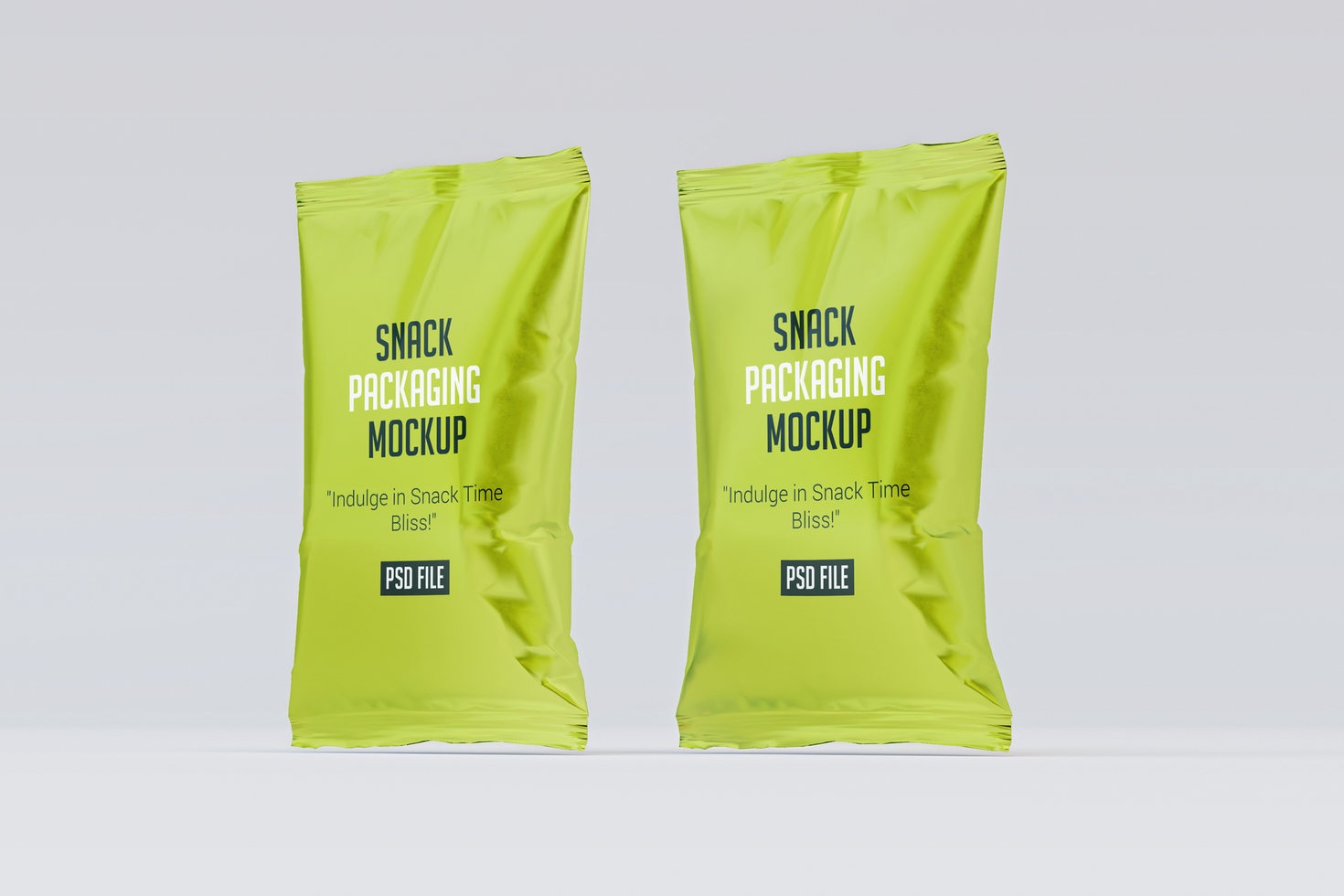 Two Floating Snack Package mockup template psd